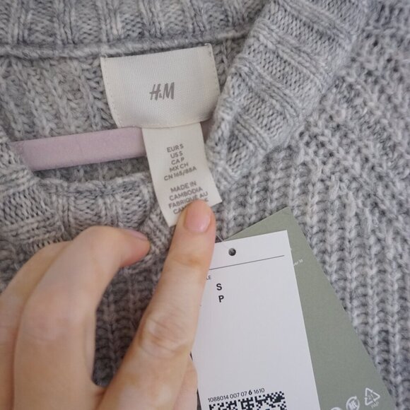 H&M Grey Knit Ribbed Long Sleeve Sweater Midi Dress S NWT - Picture 9 of 13